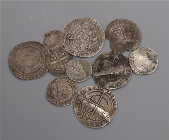 A small collection of English hammered silver coins,